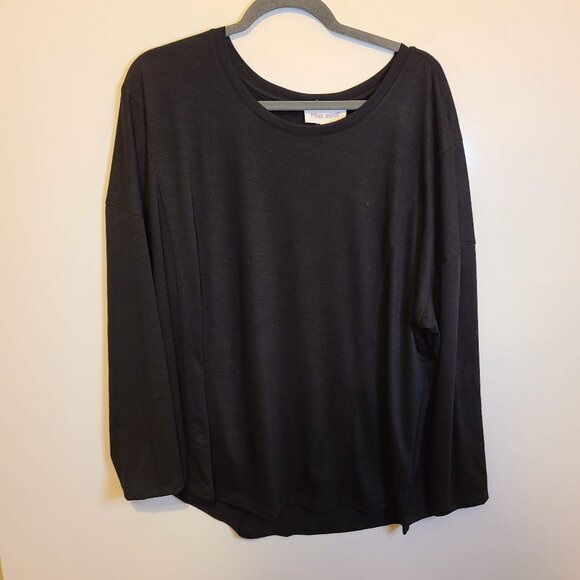 Pink Rose Tops - PINK ROSE BLACK LONG SLEEVE TOP - 3X